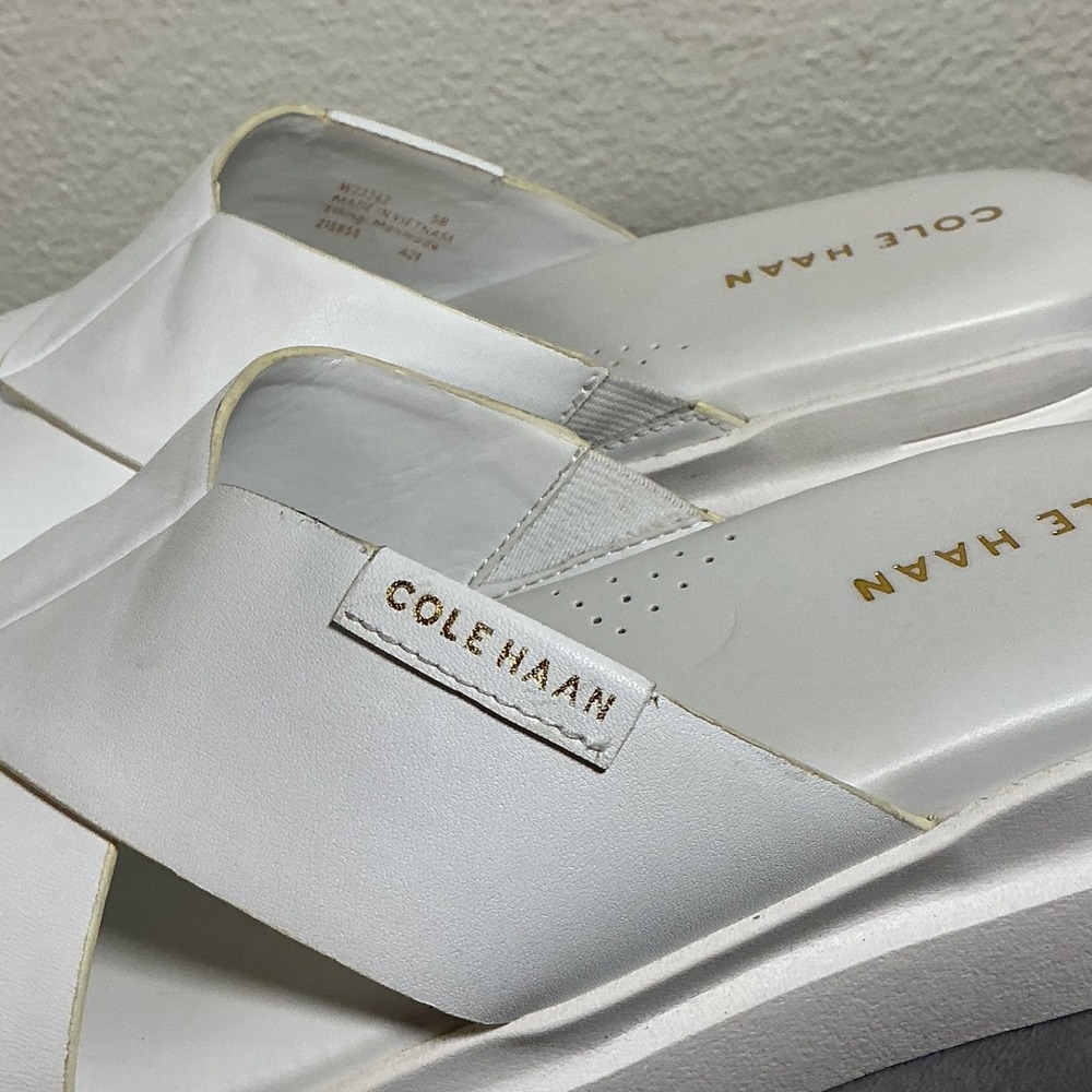 Cole Haan Grandpro Sandals Cris Cross Optic White Slides Women's Sz 5 B - Picture 3 of 8